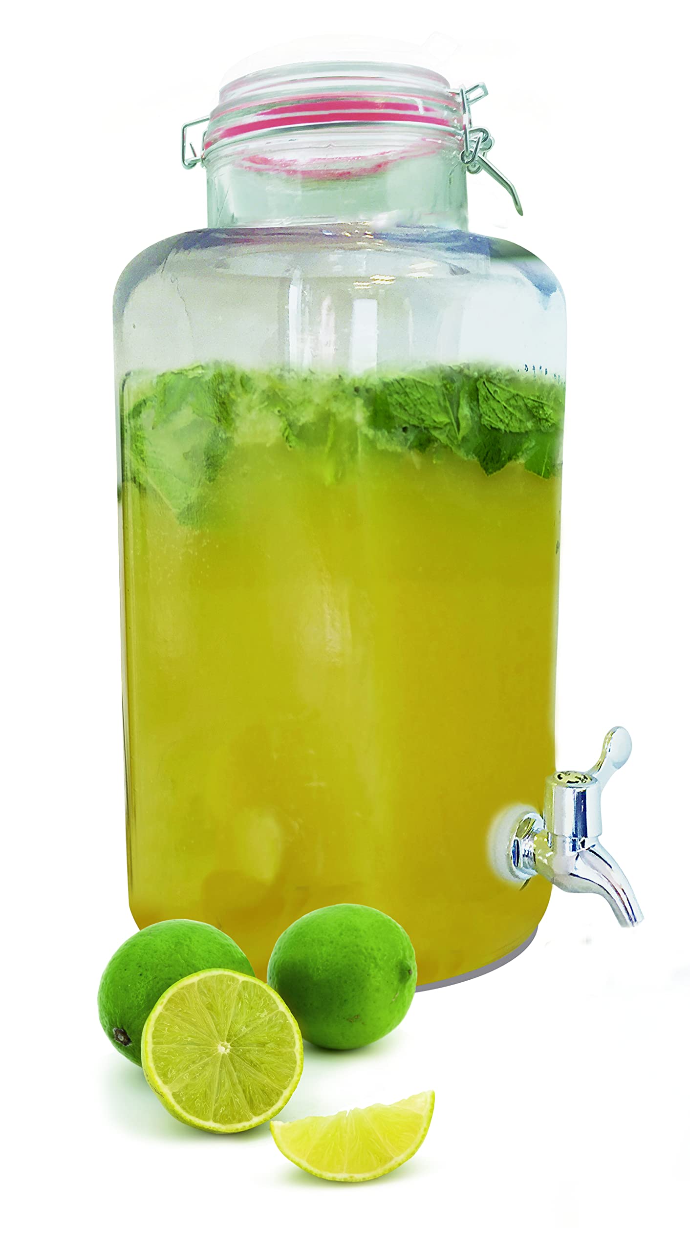 NERTHUS FIH 099 - Dispensador 8 litros, dispensador de bebidas de vidrio con grifo, Cristal, 30.26 cm