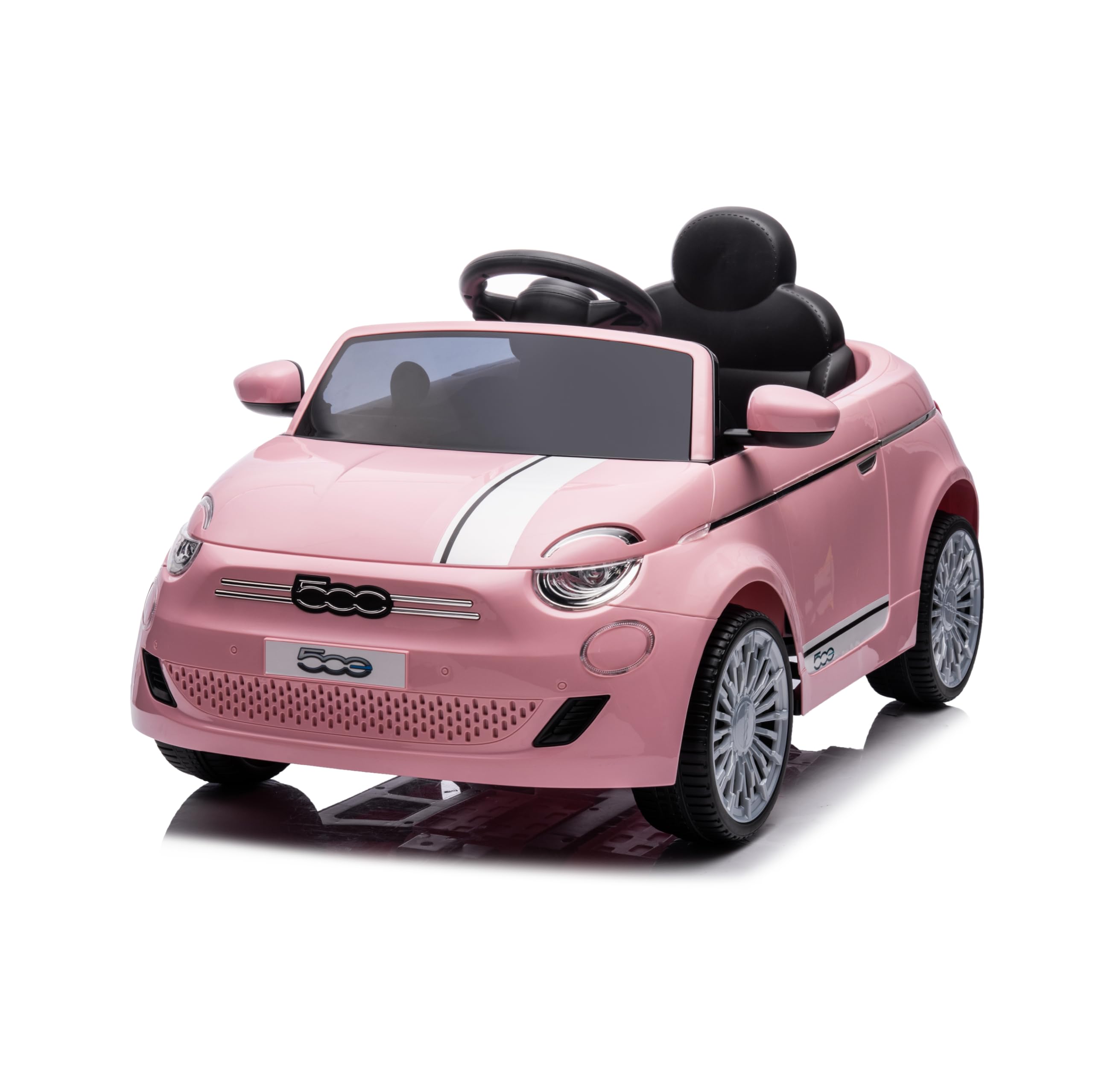 Baroni Toys FIAT 500 Baby Car Elettrica 12V con Telecomando Genitori, Luci, Suoni, Retromarcia, Cintura di Sicurezza – Auto per Bambini 1-4 Anni, Rosa
