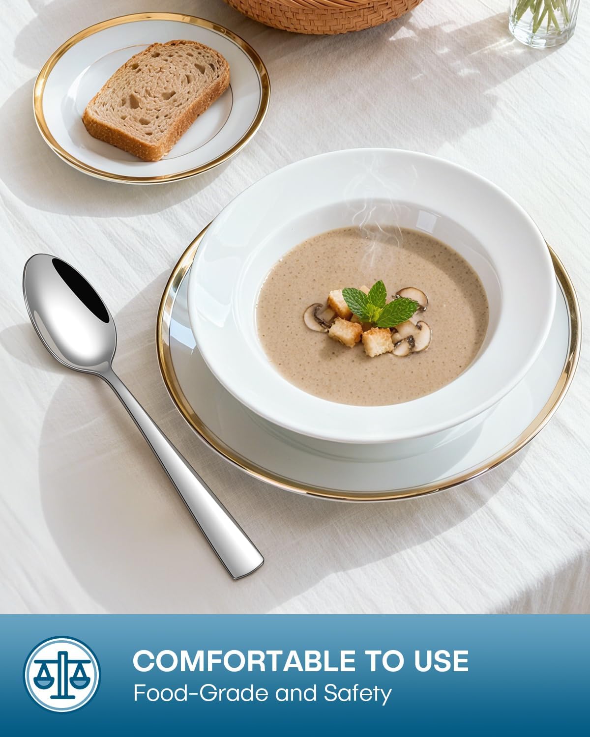 Stapava 36-Piece Silverware Set with Steak Knives, Food-Grade Stainless Steel Flatware Set for 6 Mirror Polished Cutlery Utensil Sets Include Forks Spoons and Knives Set Dishwasher Safe