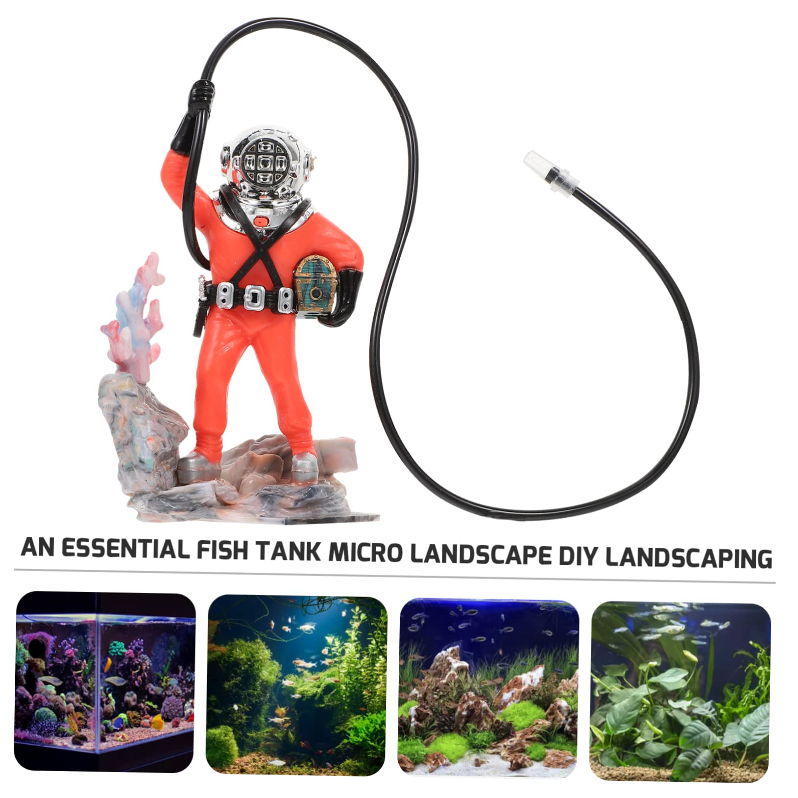 BESPORTBLE 3pièces Figurine De Plongeur Décorative pour Aquarium avec Tuyau Ornement De Paysage pour Réservoir De Poissons Et Accessoire Amusant