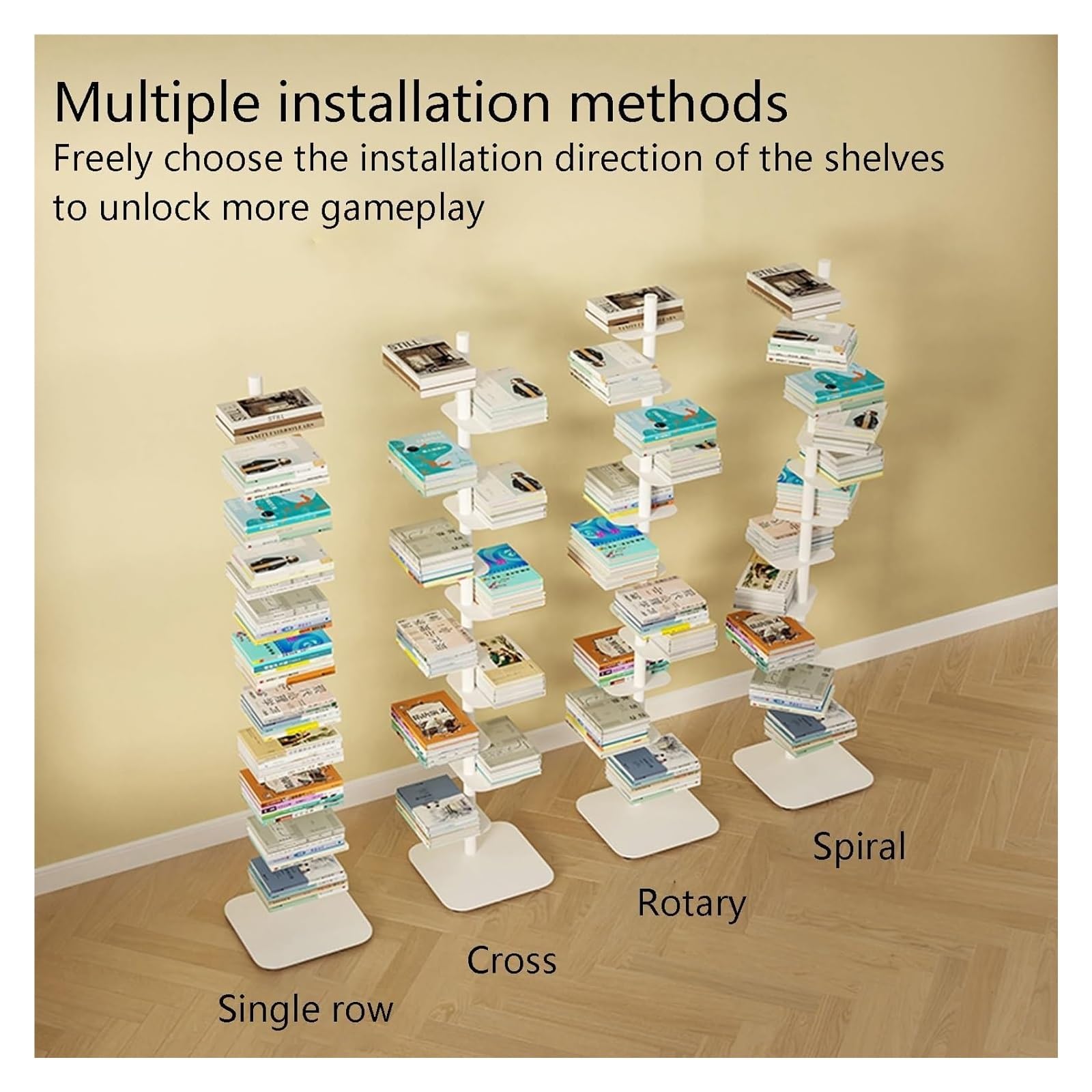 Book Shelf,Vertical Bookshelf for Home，Simple Narrow Metal, Multipurpose Corner Tall, Ladder Bookcase Ideal Display，Narrow