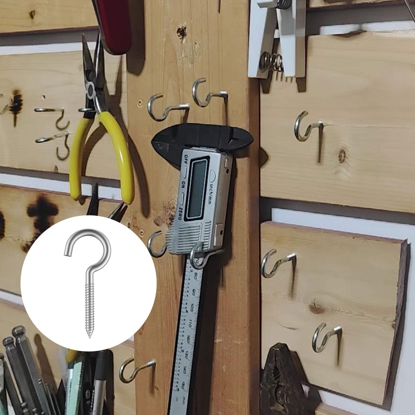 DALAETUS 30 Pezzi 50mm Ganci a Vite, Ganci Avvitabili in Metallo, Ganci da Parete per Interni ed Esterni, Ganci a Soffitto per Appendere Tazze, Lampade, Piante, Campanelli Eolici