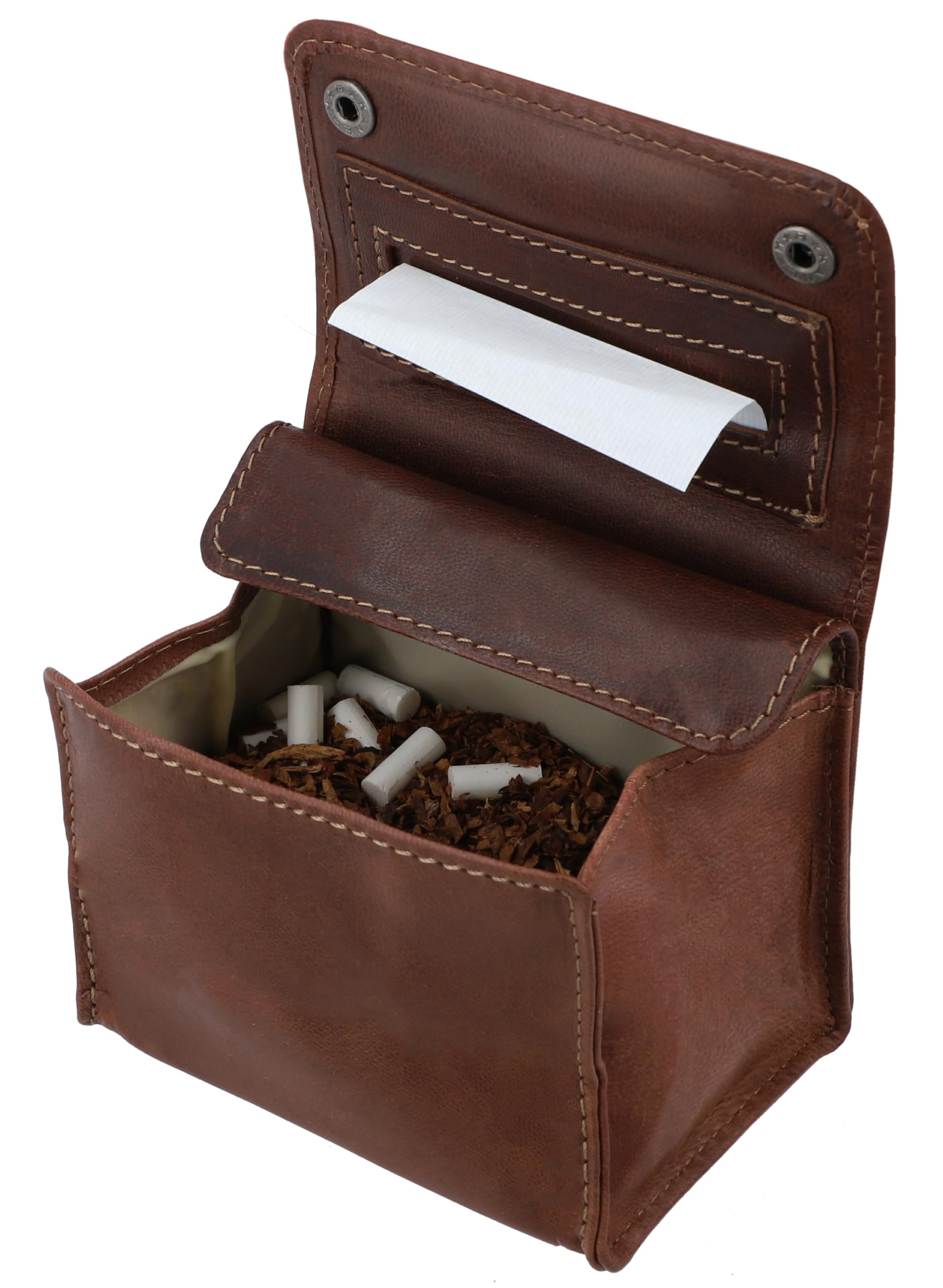 Bolso de Tabaco de Caucho natural Gusti Cuero studio "Lutz" Bolso de tabaco de liar Accesorio Marrón Oscuro 2T17-22-6