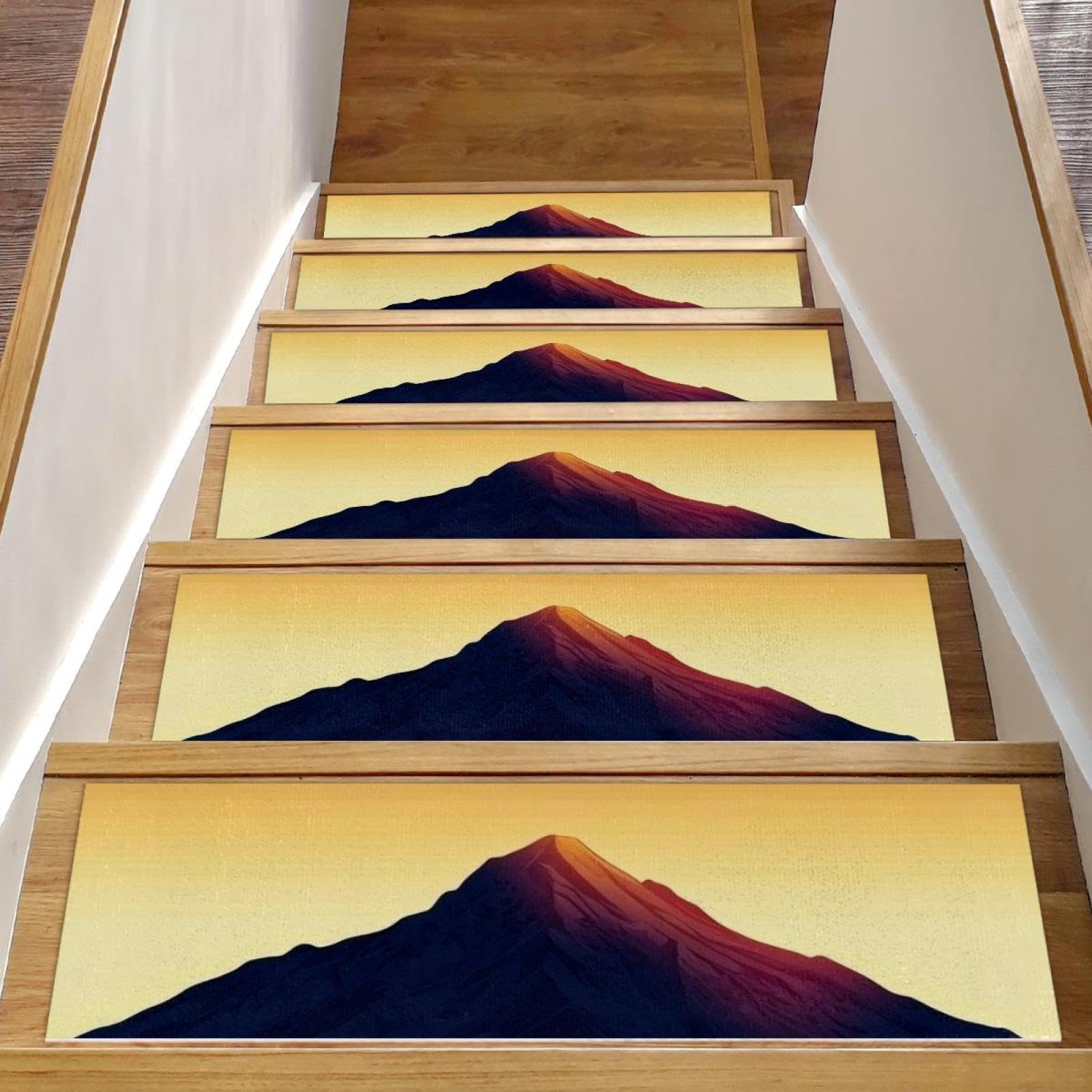 Tapis d'escalier antidérapants haute résistance design montagne lever soleil