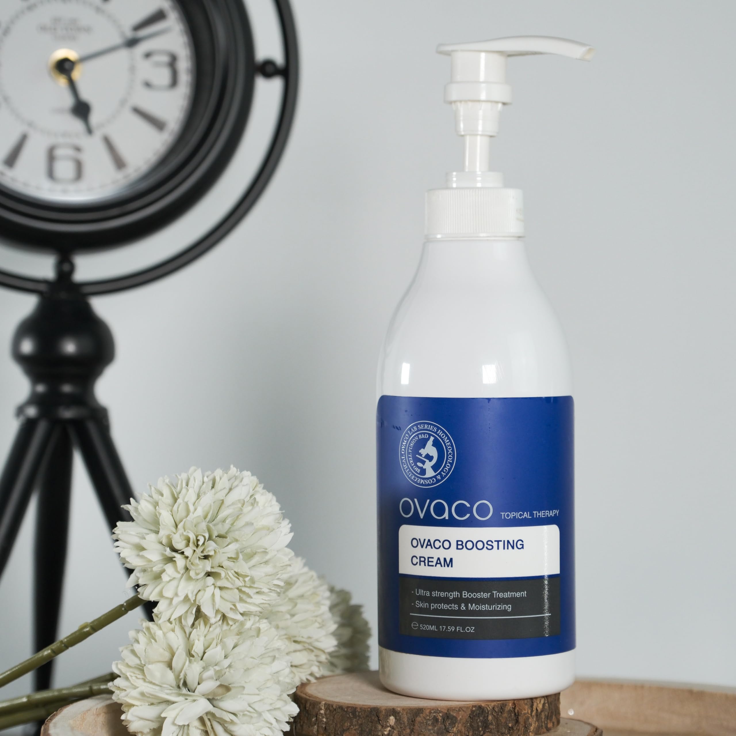 Ovaco Crème Corps Raffermissante RF 520 ml | Acide hyaluronique, Ginseng et extrait d'avoine, Texture légère, Absorption rapide