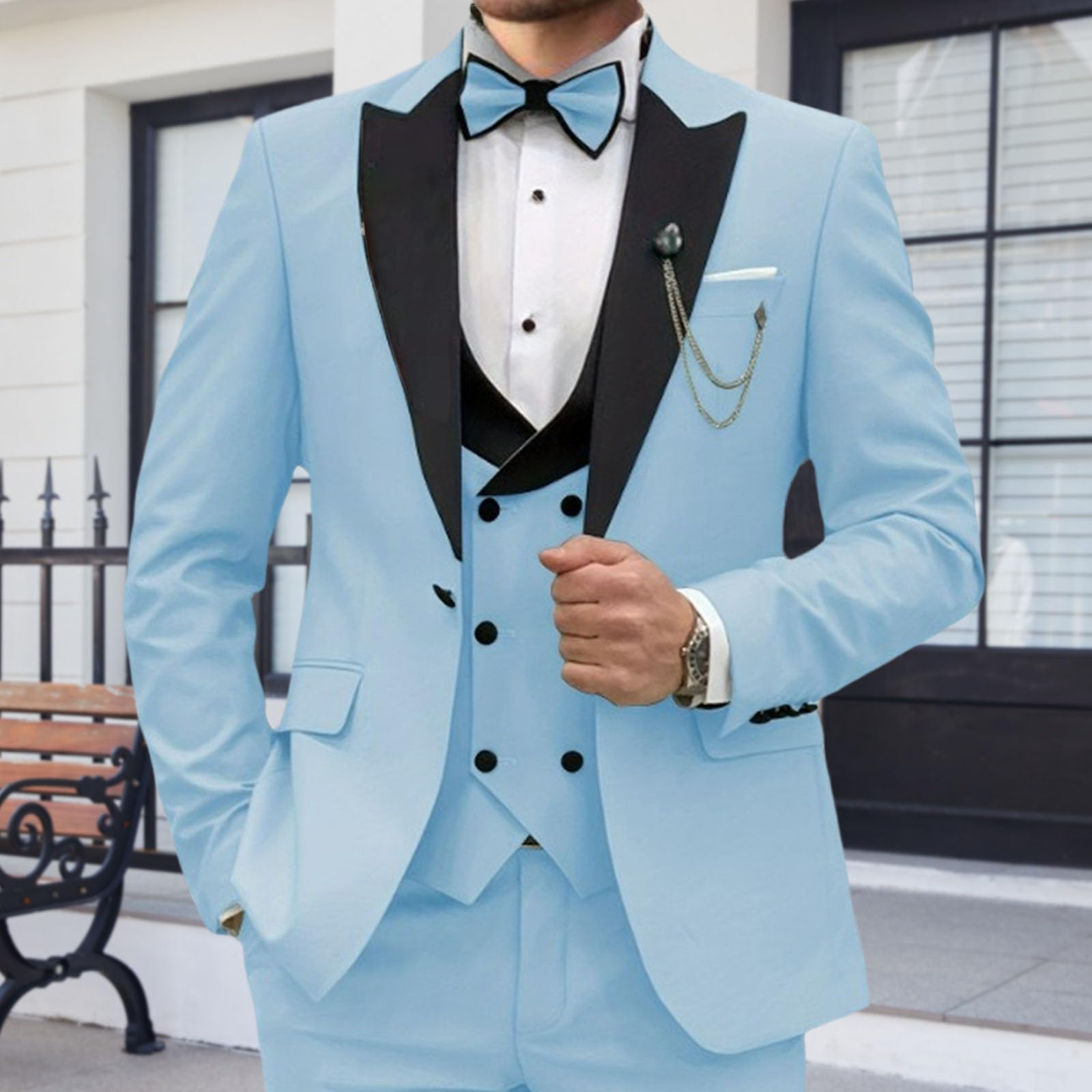Traje de 3 Piezas para Hombre, Elegante, Ajustado, con Solapa de Pico, un botón, Formal, para Negocios, Boda, Fiesta, Chaqueta, Chaleco, pantalón, Conjunto Traje