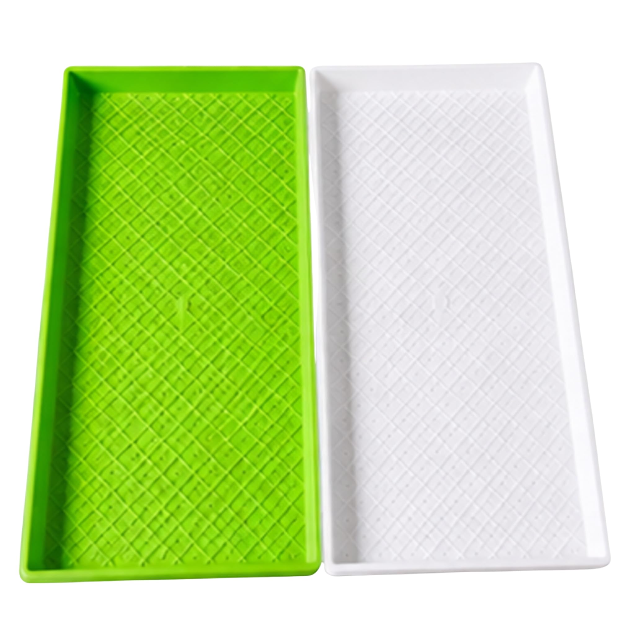 Microgreen Tray Set 2 ft x 1 ft White Drainage Tray with Holes + Green Water Reservoir Without Holes Food Grade Seed Germination Hydroponic Fodder-image-25