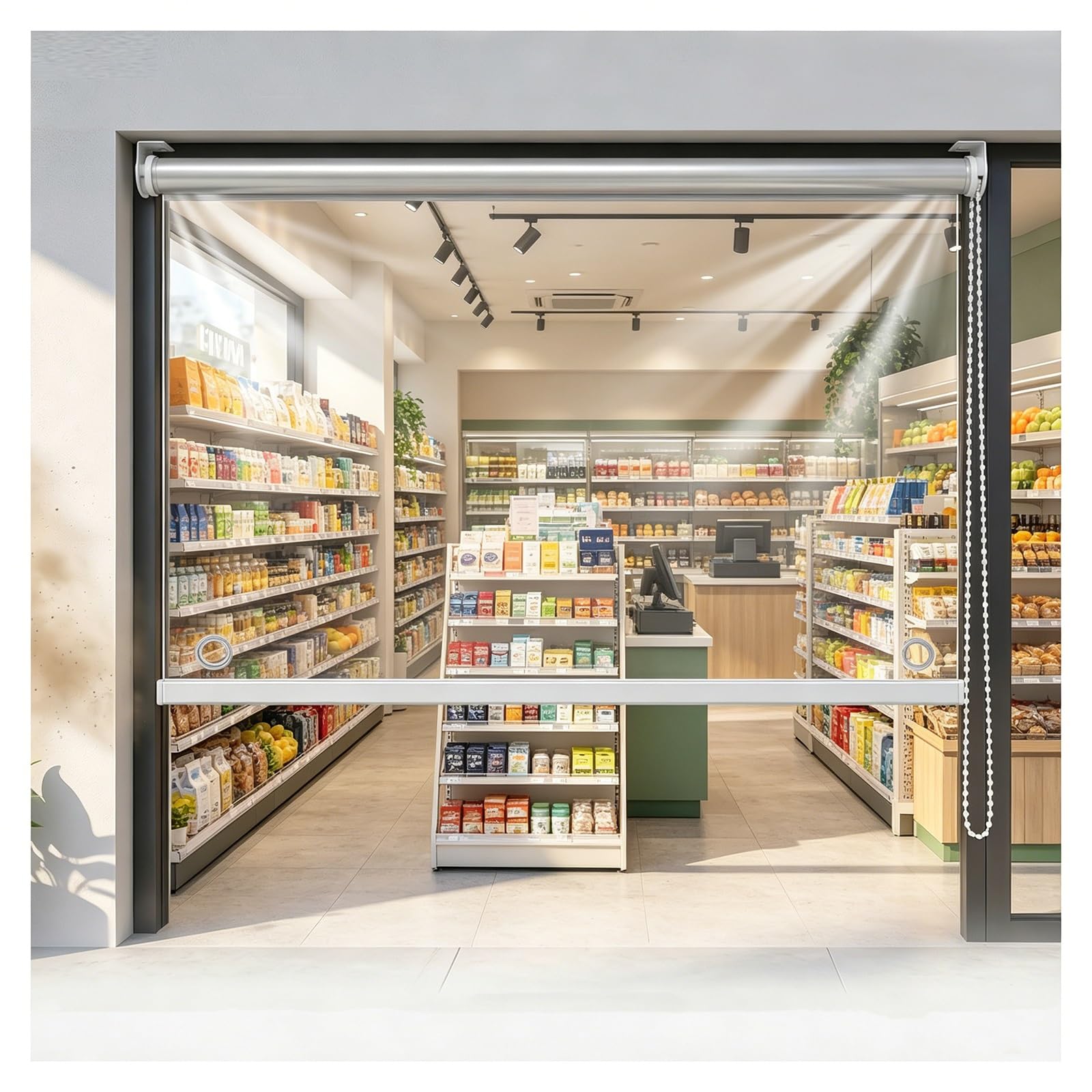 Outdoor clear vinyl roll shades，transparent waterproof roller blind，Heavy Duty Waterproof Roller Shades，Hotel Office Partition，windproof，0.5mm Partition Rain Curtains(W105*H160cm/W41.33*H62.9in)