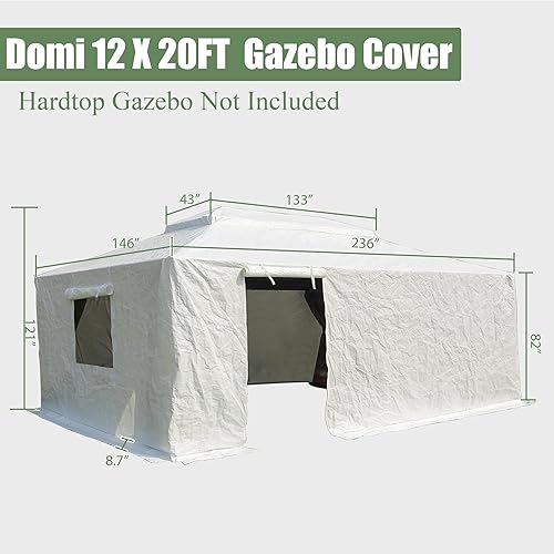Miniatura 7 de Domi Outdoor Living - Cubierta universal de invierno para cenadores de tapa dura, cubierta cerrada con paredes laterales y ventanas de malla,