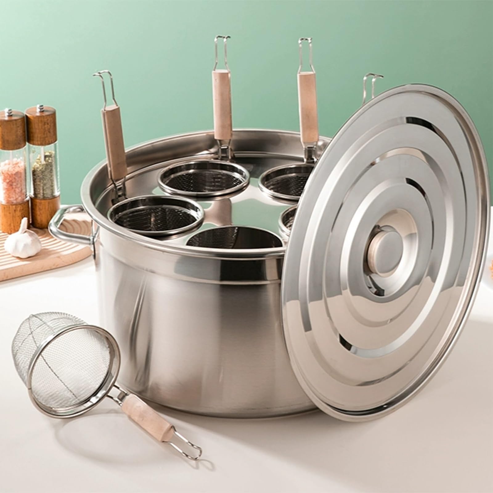 AYCDL Pasta Cooker Pasta Cooker Insert Set Commercial Pasta Cooker Set 3/4/5 Holes Pasta Makers Insert Cookware Set for Kitchen Restaurant Commercial Using,5Holes,4Holes,5holes