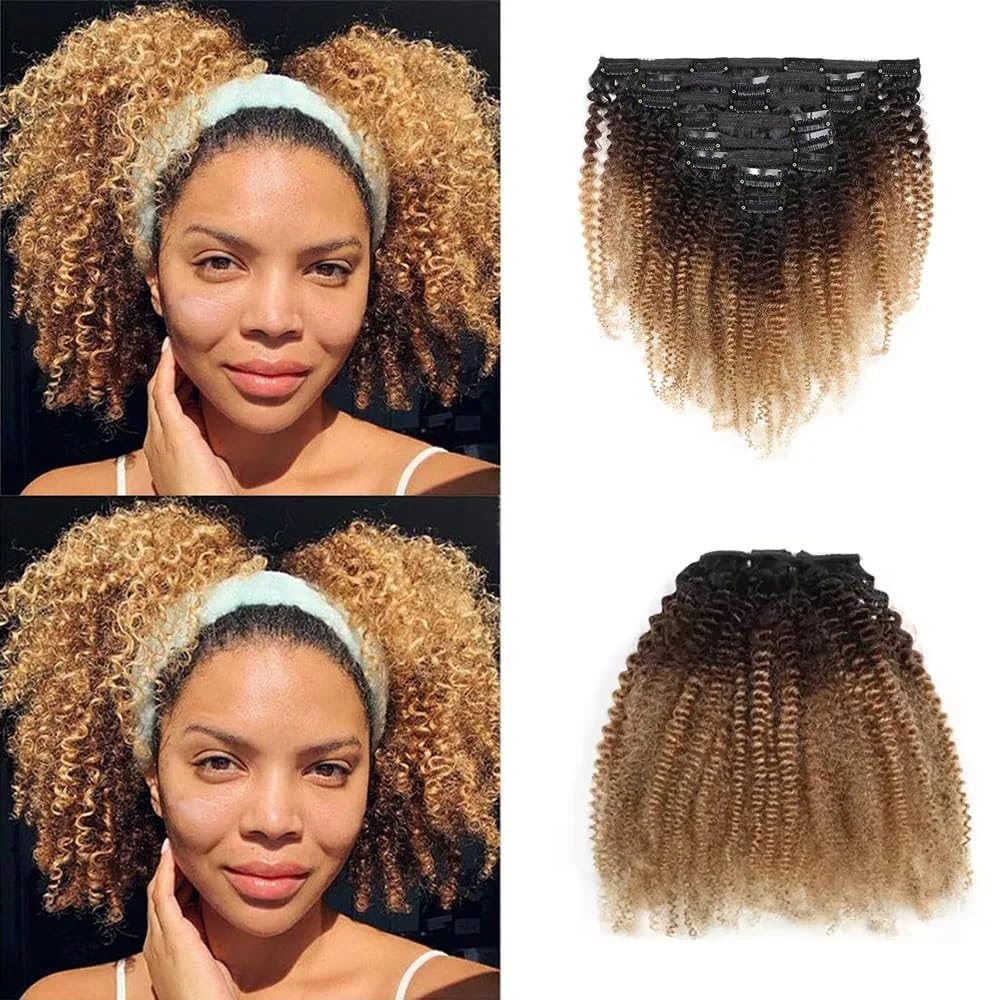 1B/27, 8 sztuk, afro kręcone włosy, przedłużenie włosów na klips, 8-61 cm, treska dla kobiet, 110 g/zestaw, 18 klipsów (45 cm)