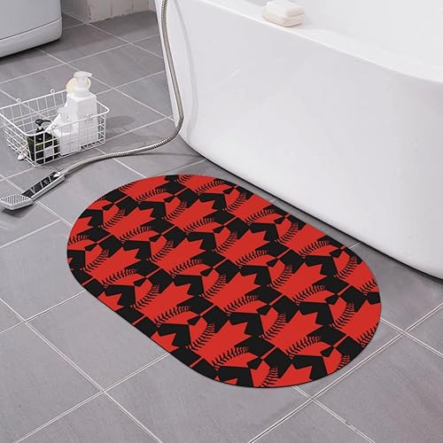 Augenstern Diatomaceous Bath Mat Canada-Maple-Leaf-Baseball Quick Drying Shower Mat Door Mat Rubber Backing Non Slip Rug