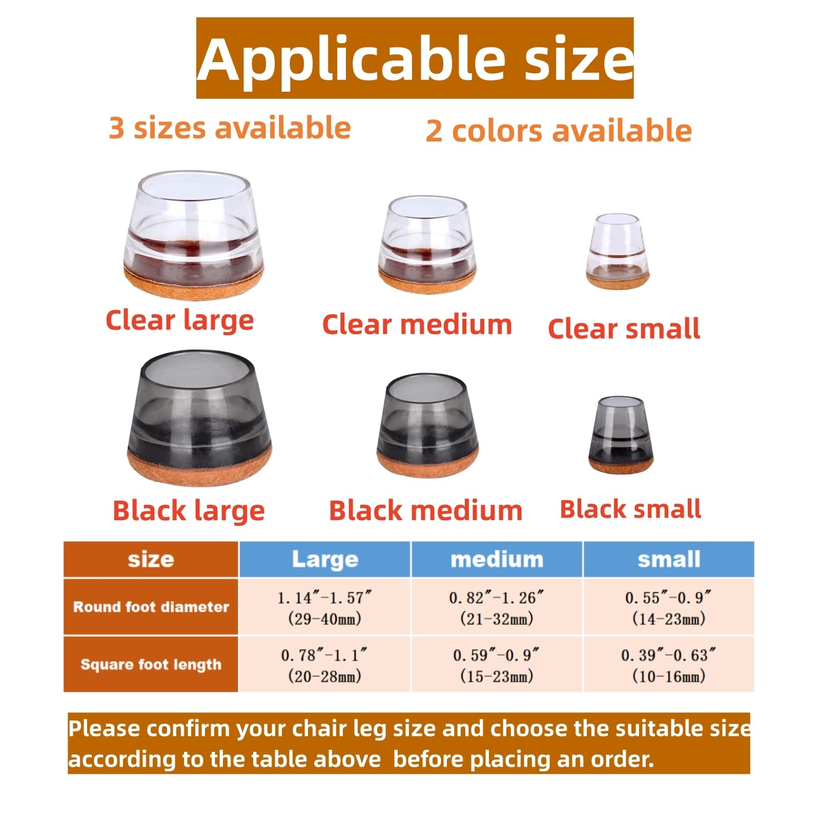 SYLIKENATE 24 Pcs Chair Leg Floor Protectors for Hardwood Floors,Floor Protectors for Furniture Legs,Silicone Chair Leg Protectors Felt,Furniture Pads Protect Your Floors from Scratches and Noise