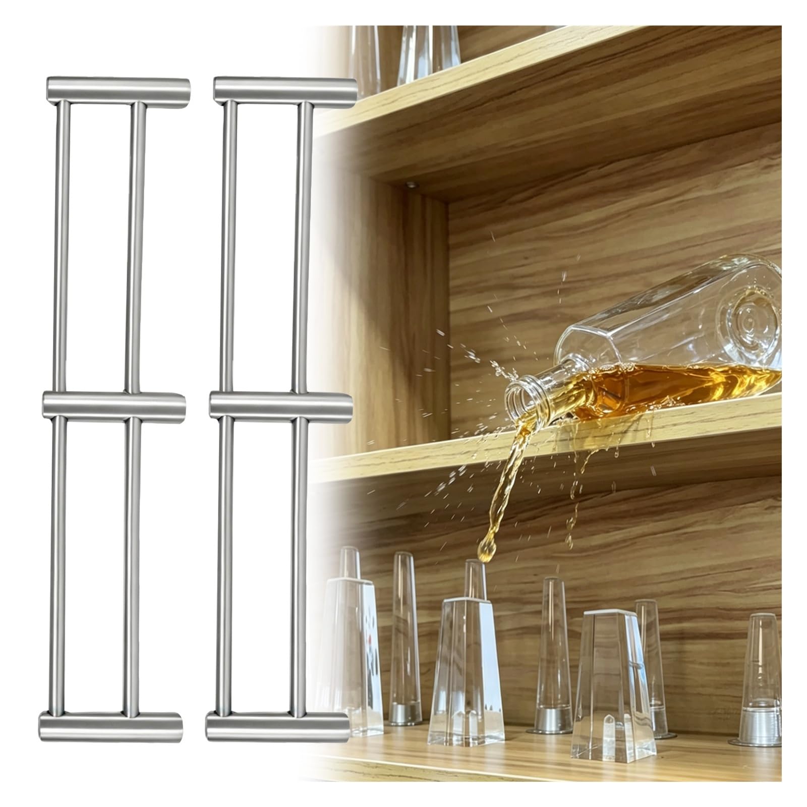 12-39IN Long Shelf Rail, 304 Stainless Steel Shelfs Guardrail Set, Customizable Gallery Railing Bar for Shelves Furniture(L-100CM/39.4")