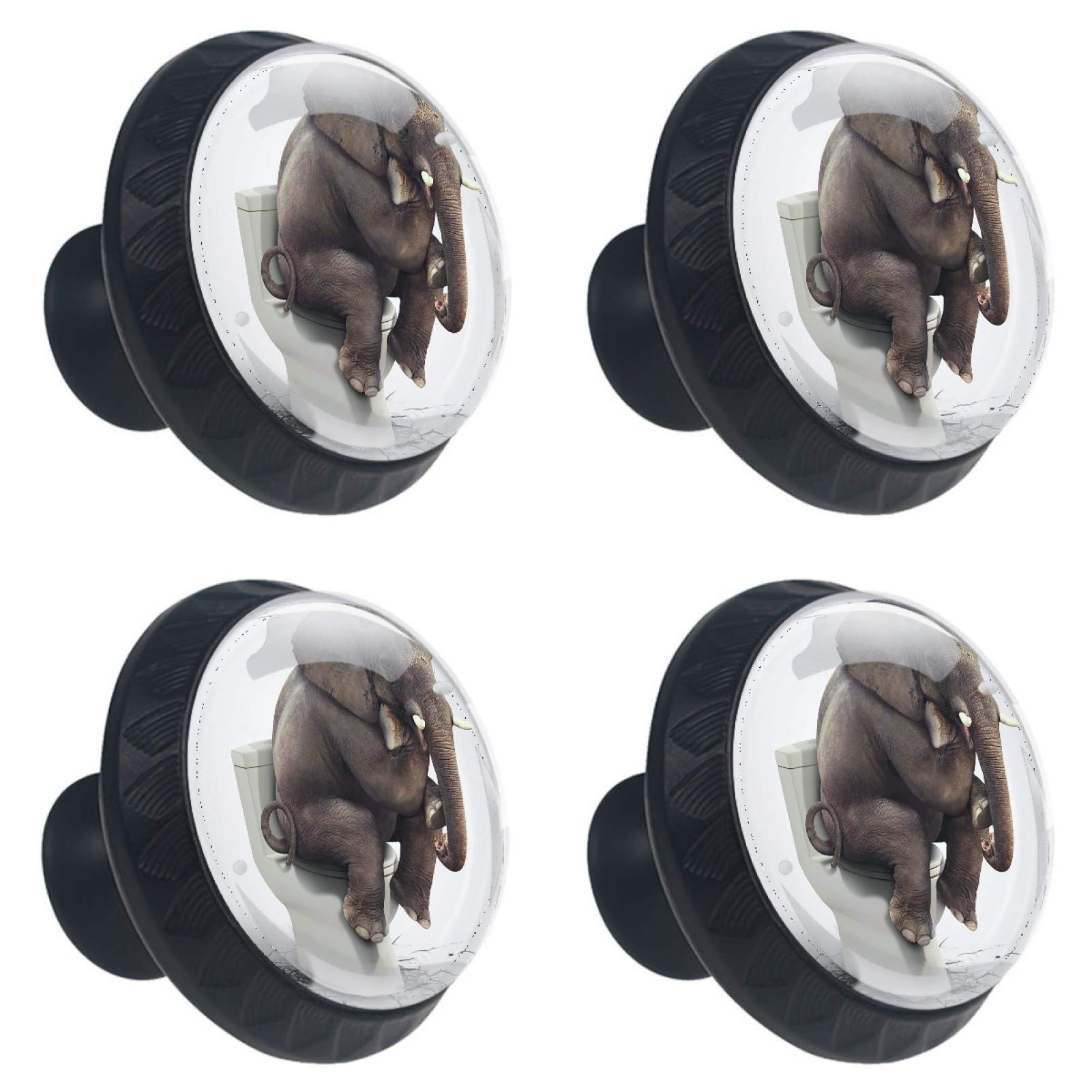 Boutons de meuble éléphant 30mm en verre pour placard et tiroir de cuisine x4