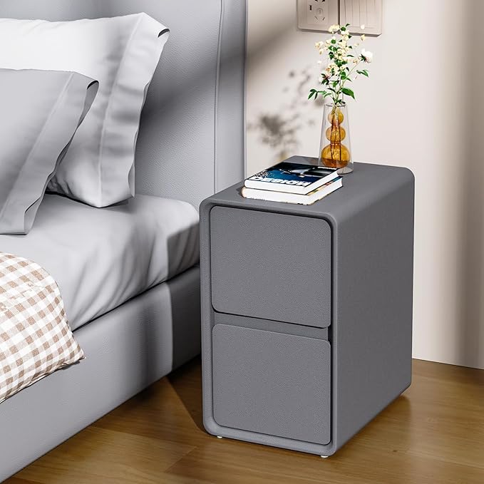 VICITON Modern Narrow Faux Leather Nightstand