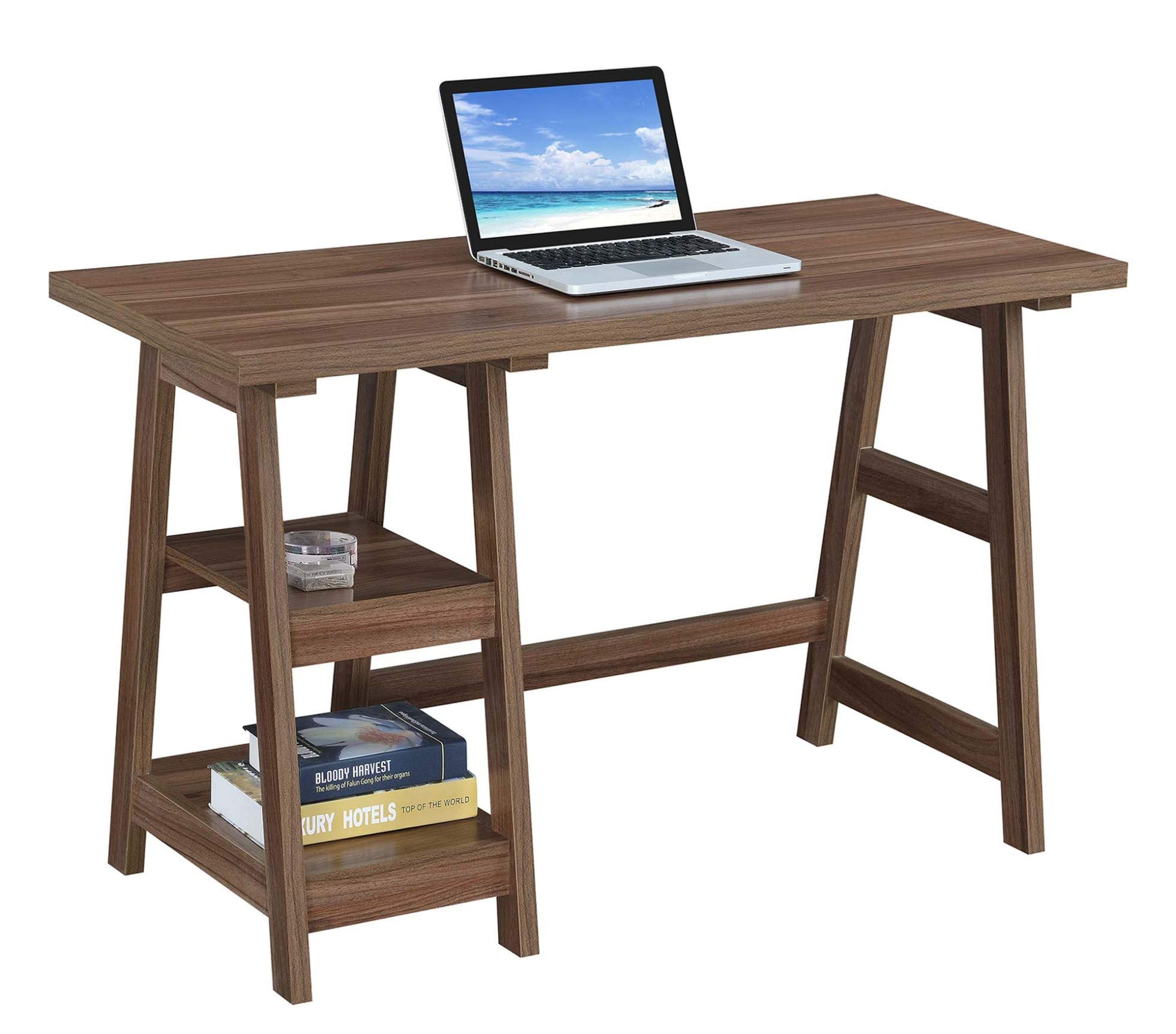 Convenience Concepts Designs2Go Trestle Desk with Shelves, Cappuccino