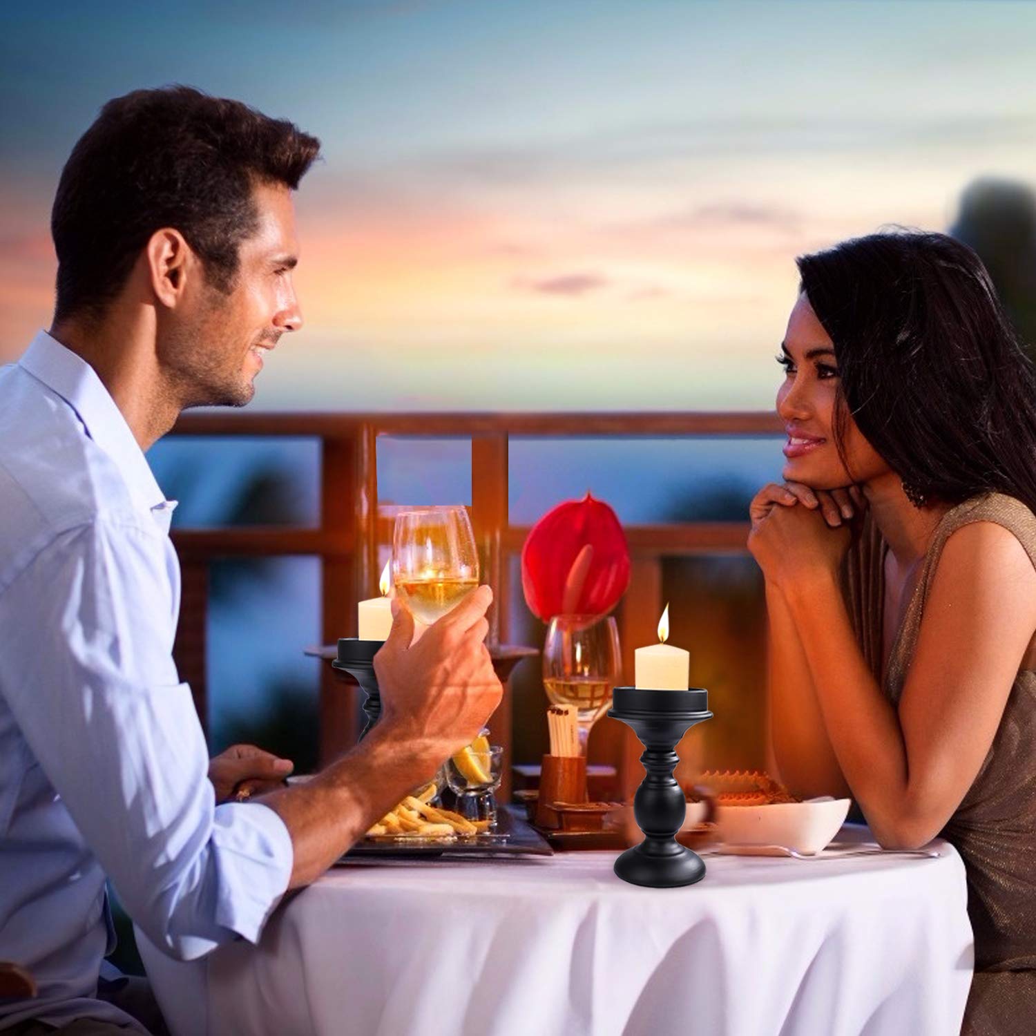 Candelabri Da Tavolo In Ferro Per Matrimoni | Set Di 2 Portacandele Da 15 Cm | Decorazioni Eleganti Per Cene - Foto 9