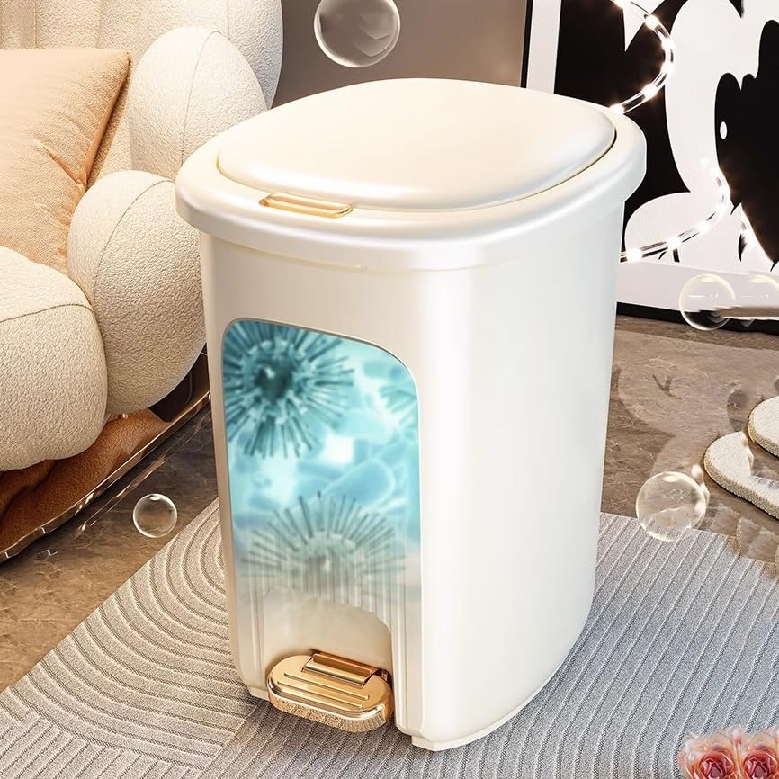 Caneca de basura con tapa y pedal, 15L, marrón miniatura 5