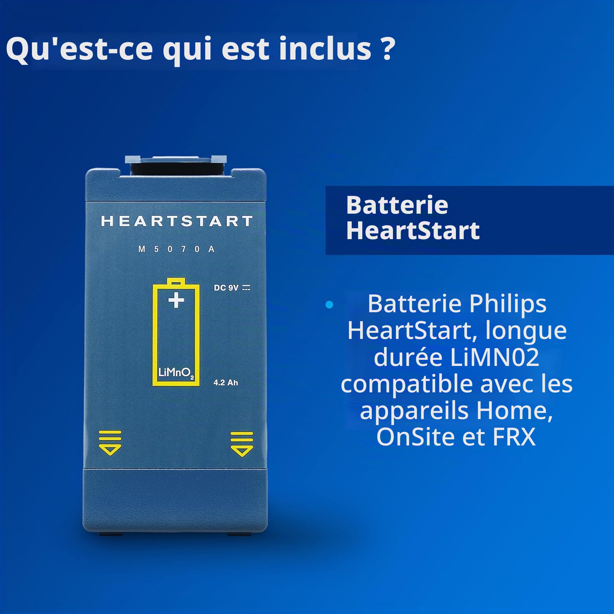 Philips HeartStart Pile longue durée pour défibrillateurs HS1 et FRx, M5070A