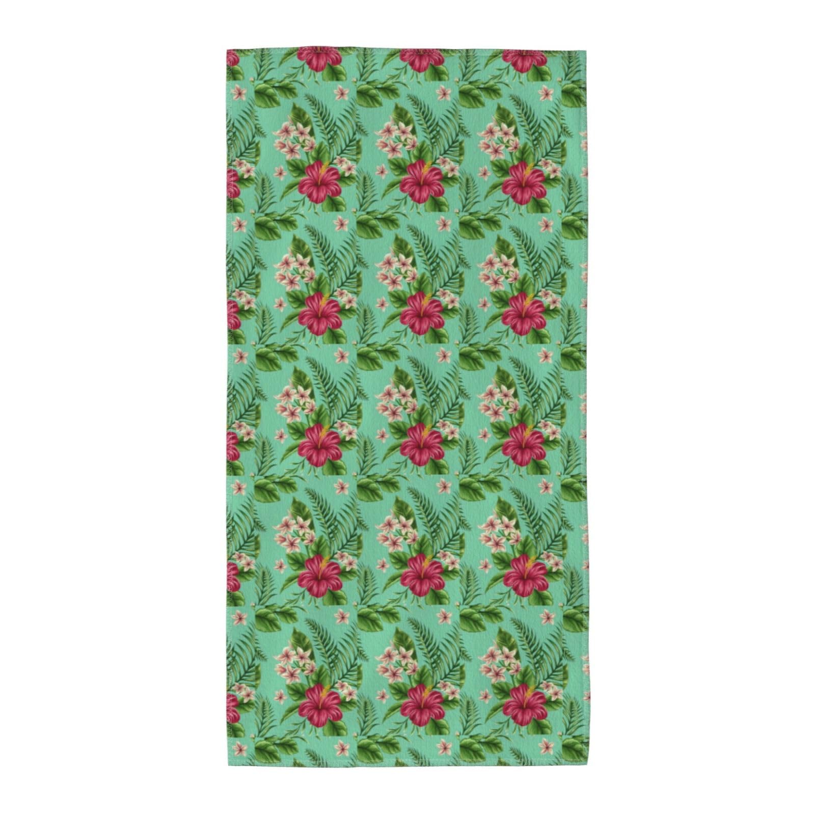 JBJGKHLP Hawaiian Tropical Leaves Flowers Print Adults Extra Long Beach Towel Soft Absorbent Quick-Dry Gym Swimming Running Yoga