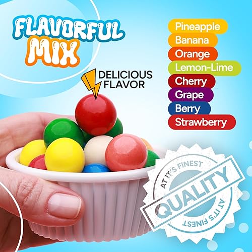 Miniatura 3 de Gumballs para niños – 25 unidades de bolas de goma surtidas envueltas individualmente – goma de mascar – bolas de goma de mascar de colores en tarro