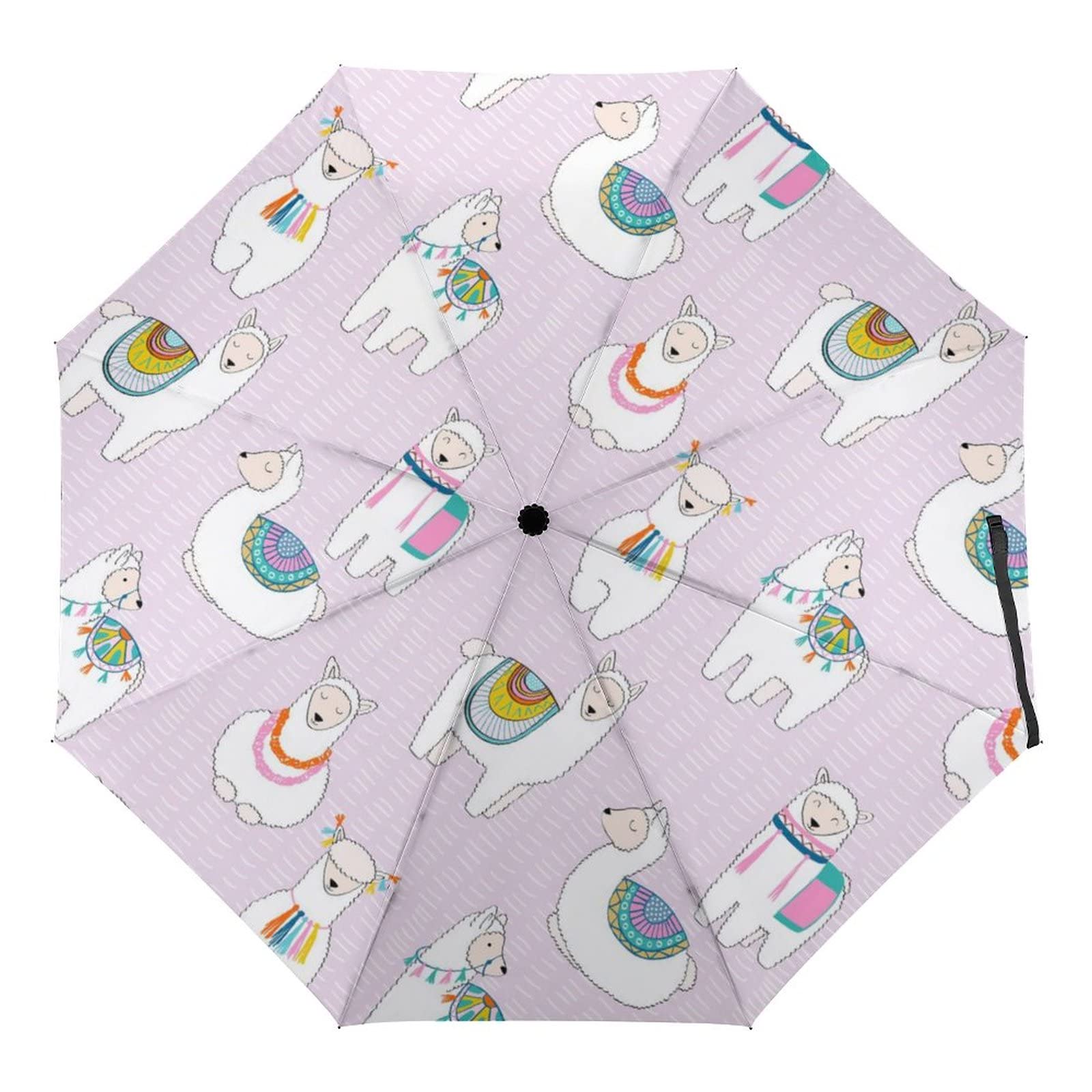 WAGYTBNCute Llamas Travel Umbrella Portable Windproof Folding Umbrella for Rain Auto Open And Close