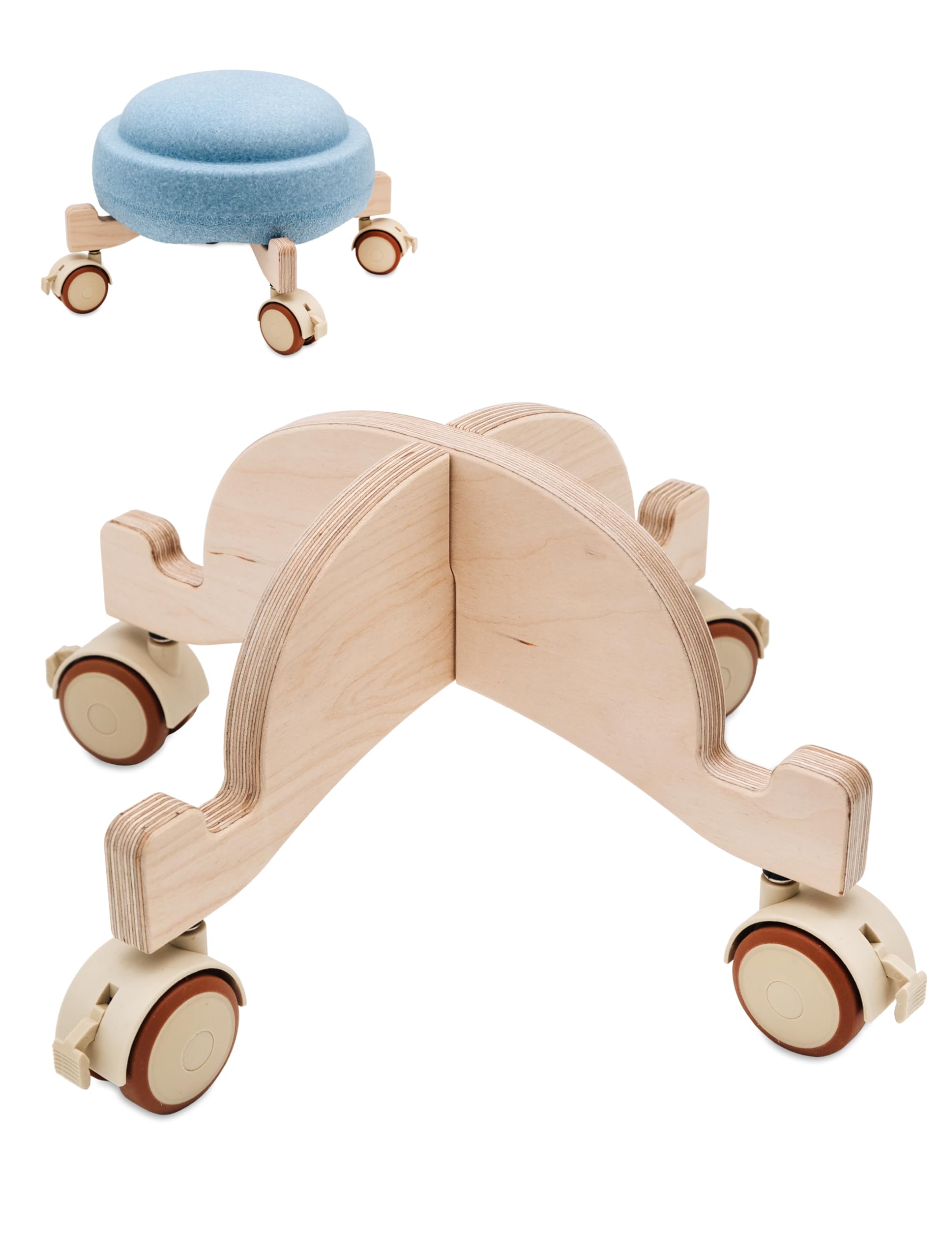 wunderwunsch Abenteuerroller für Stapelsteine® als Motorikspiel aus der Stapelwelt zum Rollen mit Feststeller rutschfest aus Holz als ideales Zubehör zum Spielen
