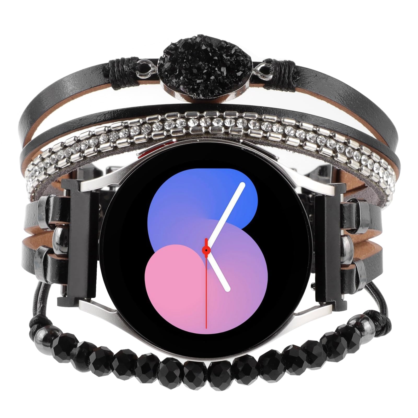 WONMILLEPosh Leather Bands Compatible with Samsung Galaxy Watch 7 6 5 4 40mm 44mm/Watch 6 4 Classic Band 42mm 46mm 43mm 47mm/Galaxy Watch 5 Pro Band 45mm/Active 2, 20mm Boho Bracelet Handmade Strap for Women