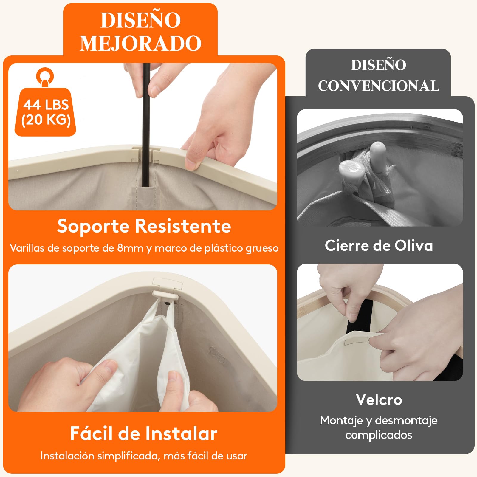 Lifewit Cesto para Ropa Sucia 150 L Plegable con Tapa, 3 Compartimentos y Bolsas Extraíbles