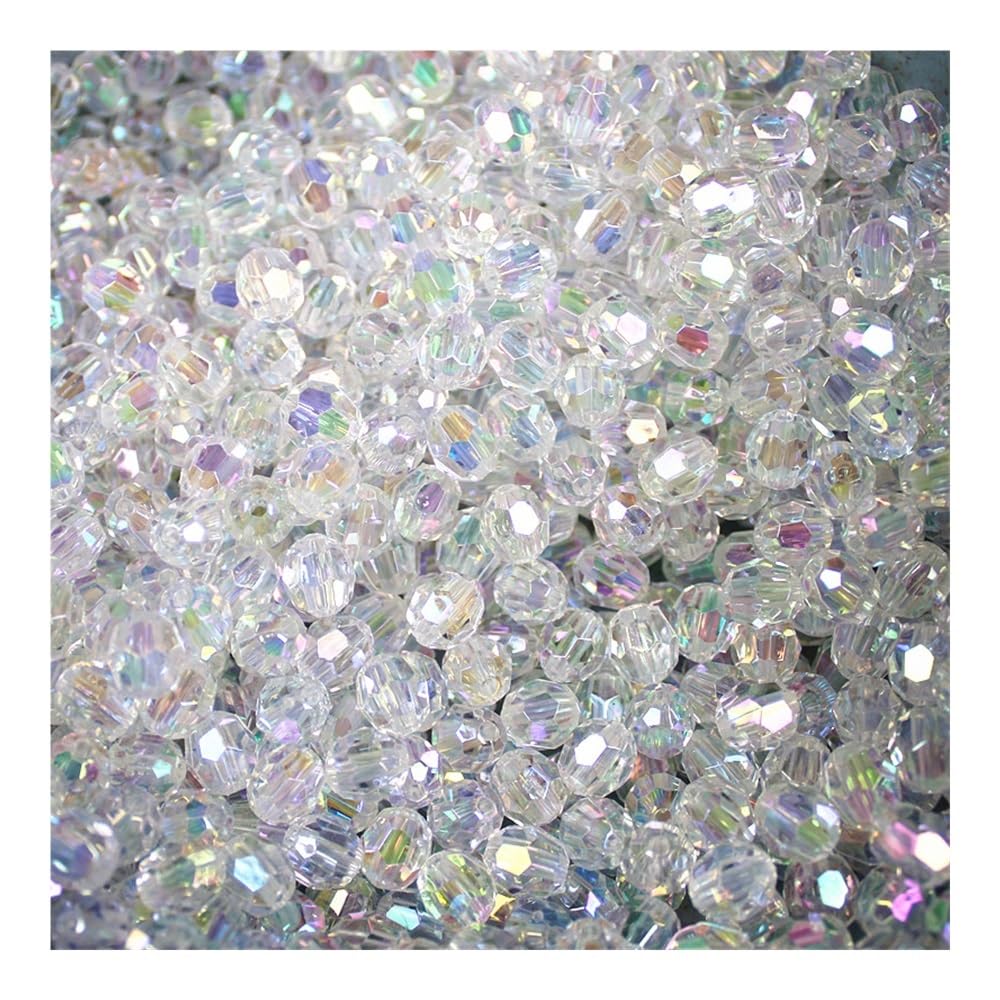 500 cuentas acrílicas transparentes deslumbrantes de 6/8/10 mm para joyería de moda, bricolaje, bolsas de cuentas (azul, 6 mm)