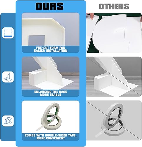 Miniatura 4 de SKEFOLI Números de marquesina de 4 pies, números de mosaico para globos precortados de cartón extra grande, tablero de espuma para decoración de