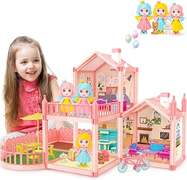 deAO Maison de Poupées DIY à Construire avec Meubles