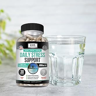 Kaya Naturals - Natural Herbal Stress Relief Support Vitamin Supplement to Relax and Calm The Mind - Boost Mood - Happy Pills - Anxiousness Support - 30 Capsules