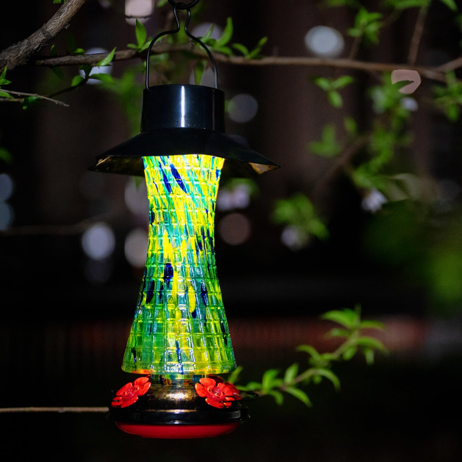Muse Garden Alimentatore a energia solare per colibrì, 652 g, decorazione da giardino per esterni, a prova di formiche e api, lanterna in vetro soffiato a mano, regalo per donne anziane, mamma,