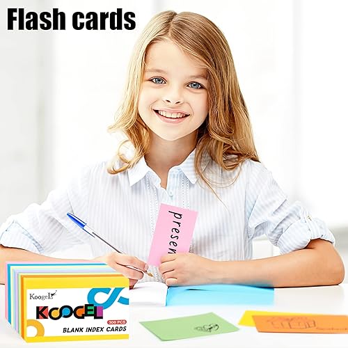 Miniatura 5 de Koogel 300 tarjetas de índice en blanco, tarjetas de índice de 3 x 5 pulgadas, tarjetas de notas sin reglas, tarjetas de estudio, 8 colores neón
