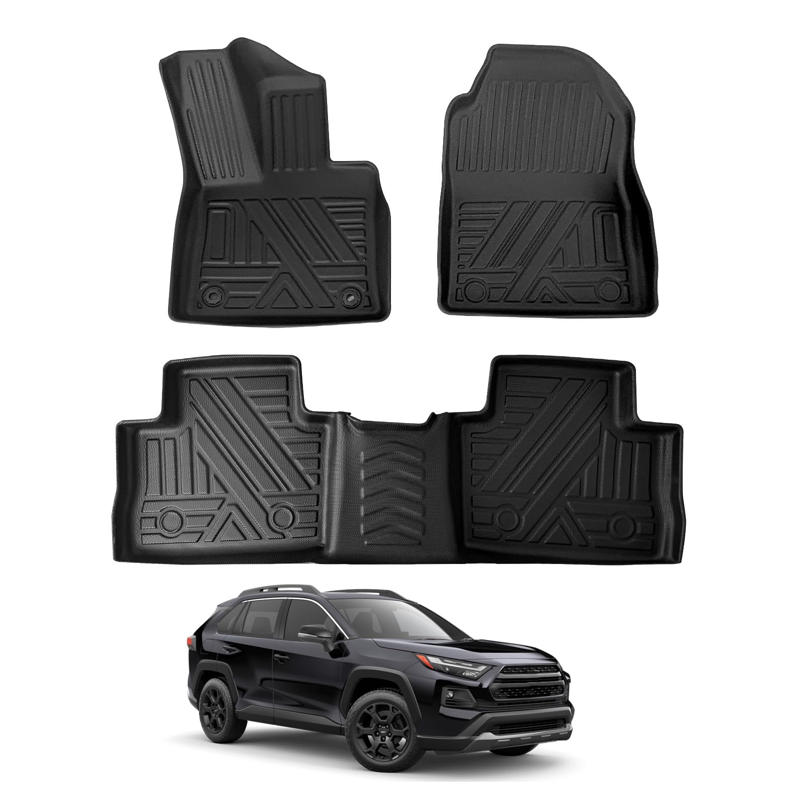 YEE Pin RAV4 2023 Alfombrillas compatibles con Toyota RAV4 2019-2024 2025 Juego Completo Duradero y Resistente al Desgaste RAV 4 Alfombrillas Impermeables y Antideslizantes