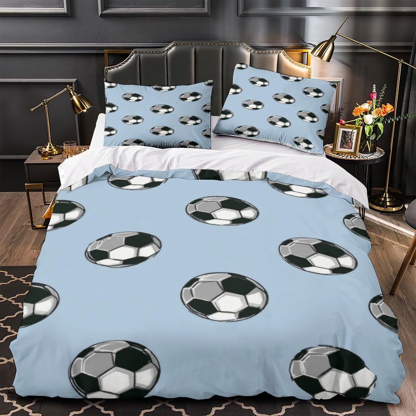 Parure de lit foot avec housse de couette 260x220 cm imprimée en 3D pour la chambre d'ado garçon