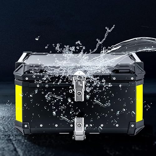 Miniatura 5 de Caja trasera de motocicleta negraplateada, maletero de equipaje de aluminio, almacenamiento universal para motocicleta, 28L, 36L, 45L, 55L, 65L,