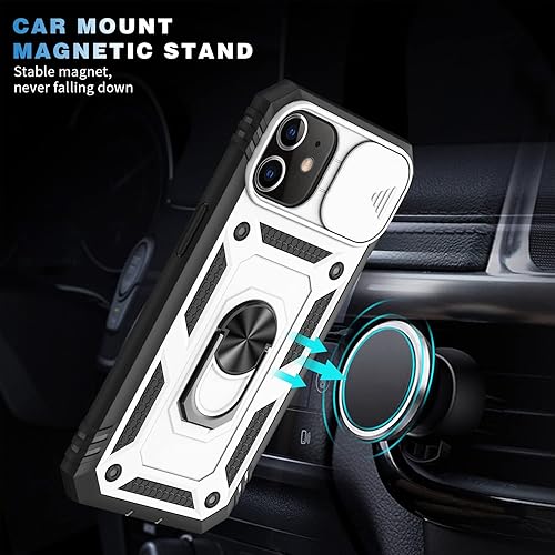 Miniatura 5 de PASNEW Funda para iPhone 11 con cubierta para lente de cámara, soporte magnético y puerto de carga a prueba de polvo, carcasa rígida militar de