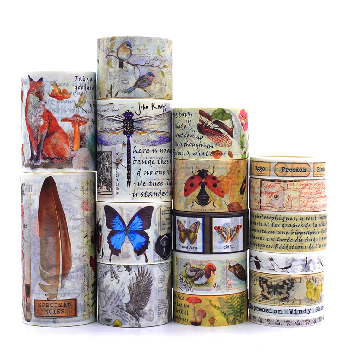 8/21sary　Ameri Vintage WASHI LAYERED Amazon.com: 18 Rolls Vintage Washi Tape Set,Floral Letter
