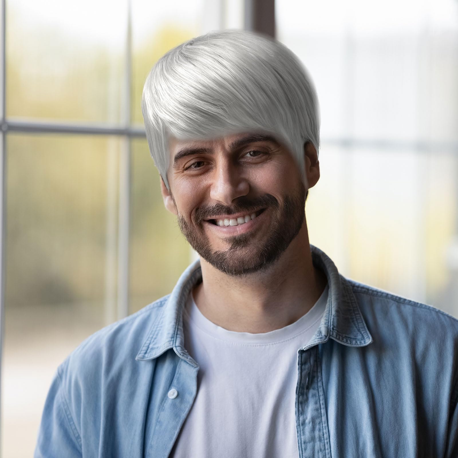 Parrucca Da Nonno Grigia - Accessorio Per Costumi Halloween E Carnevale, Fibra Sintetica, Per Adulti E Adolescenti - Foto 13