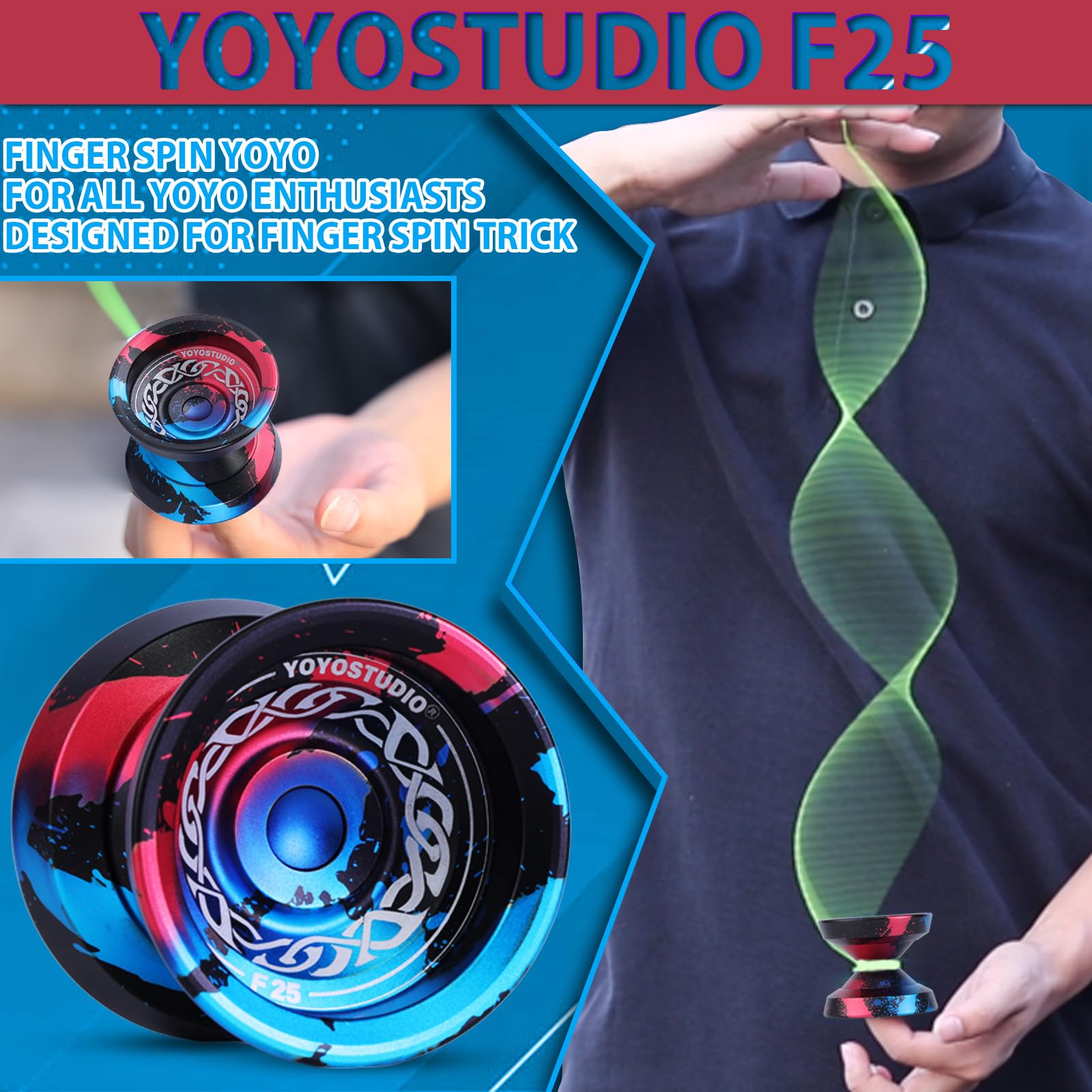 YOYOSTUDIO F25 Responsive Yoyo (Nero Blu Rosso)