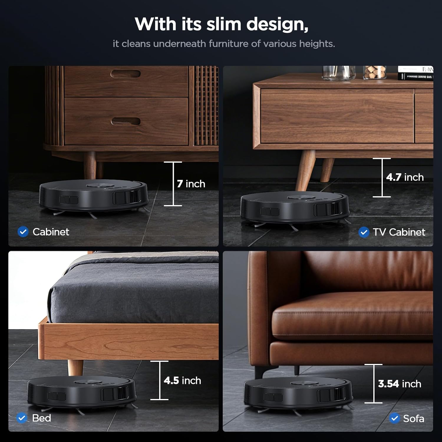 Robot Vacuum and Mop Combo, 8000Pa Strong Suction 2 in 1 Vacuum Robot with Mopping, with Schedule, Wi-Fi/App/Remote, Self-Charging, Slim, Ideal for Hard Floor, Pet Hair, Low-Pile Carpet