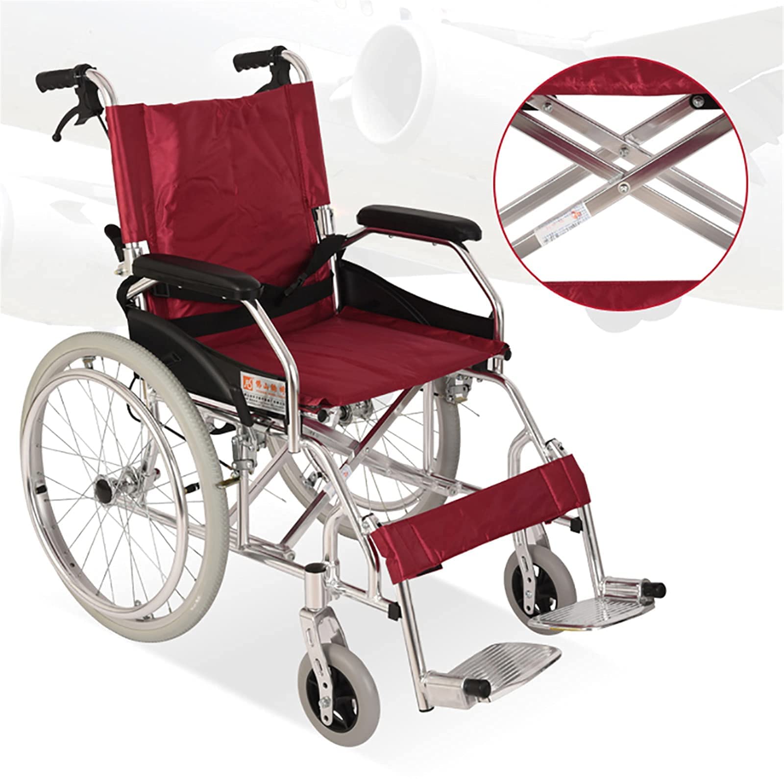 Sillas de Ruedas Plegables Silla de Ruedas Manual, Ultraligera Silla de Ruedas de Aleación de Aluminio