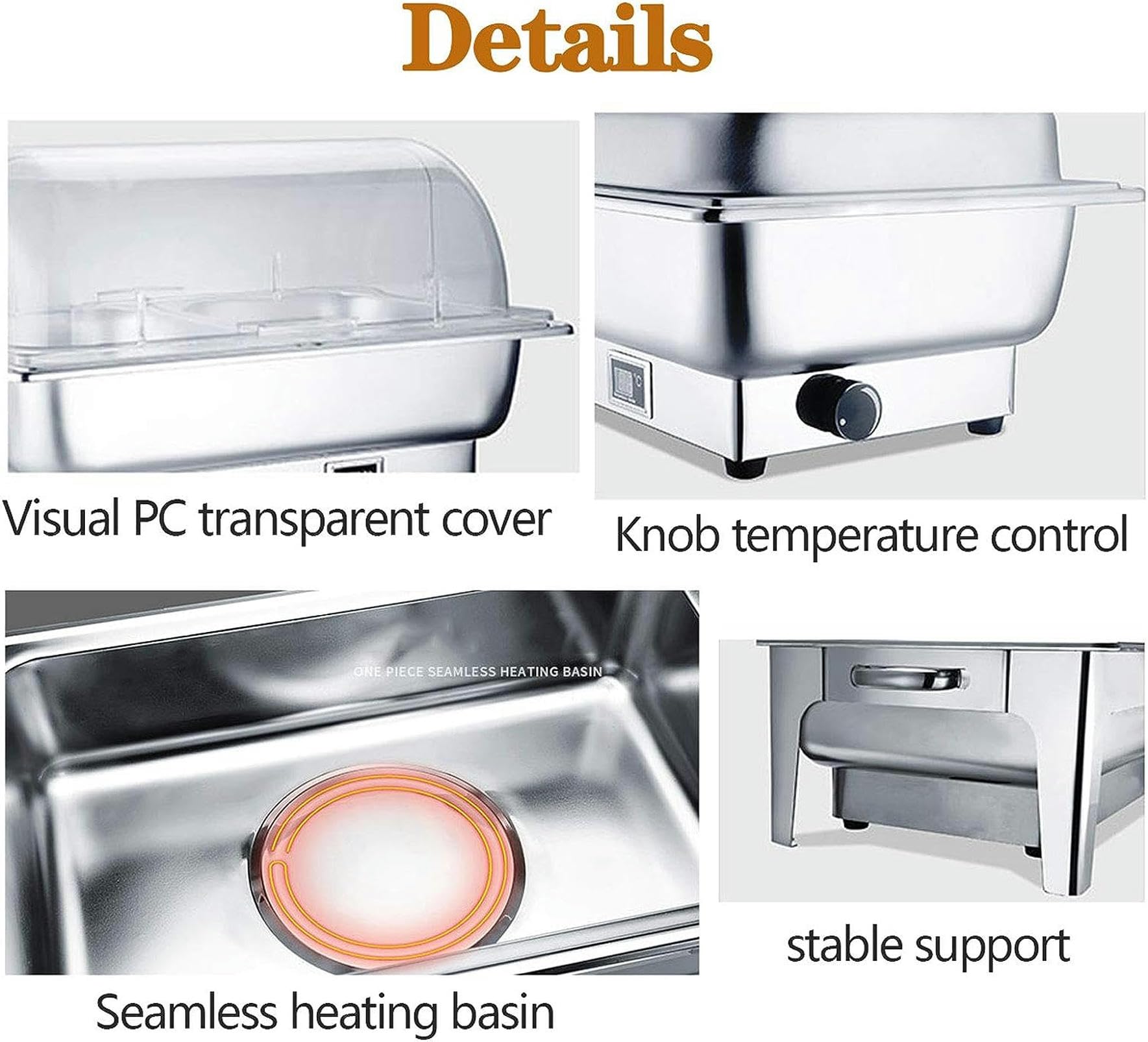 Chafing Dish Scaldavivande Elettrico Acciaio Inox, 9L Contenitore Termico per Alimenti Caldi Scalda Cibo per Buffet Qualsiasi Festa - Mantiene Caldo Il Cibo