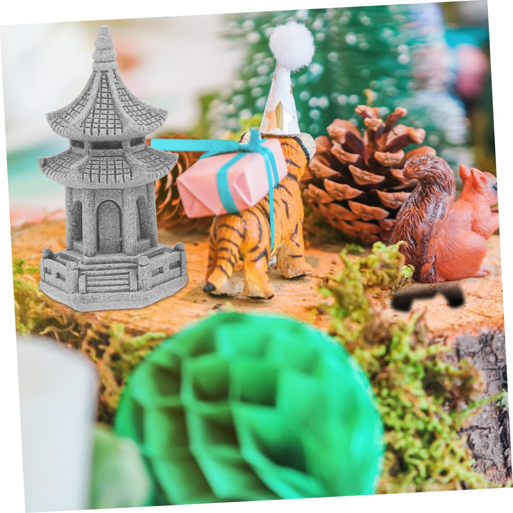 BESTonZON 15stücke Teiliges Mini Pagoden Gartenornament Dekorative Bonsai Landschaft Mit Großer Und Kleiner Und Steinlaterne Für Garten Und Balkon Deko