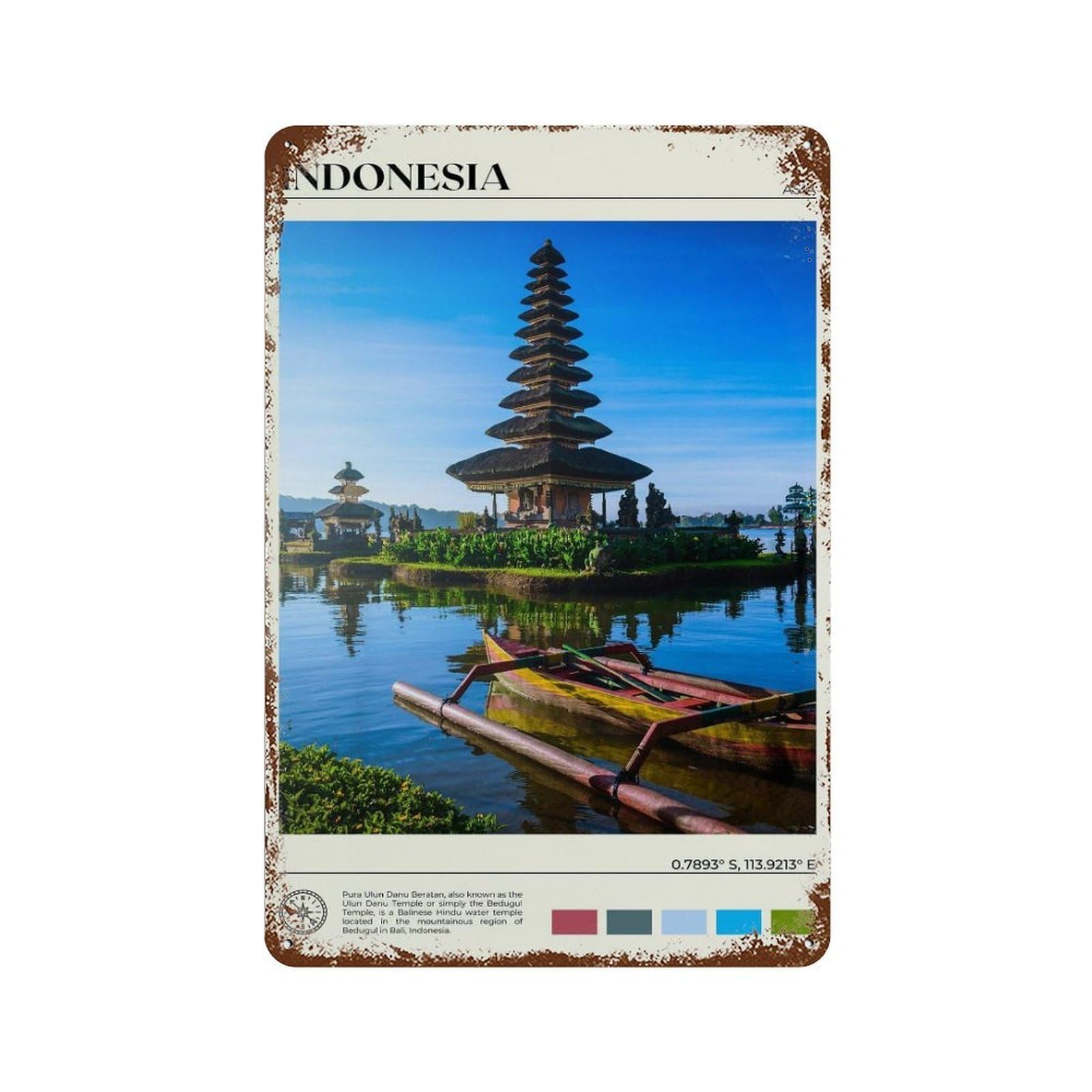 xiaoxiaoshen Real Photo Indonesia Decor Wall Decor Art Metal Tin Poster Modern Home Decor Art Home Bar Shop Decorations Vintage Sign 30x20cm