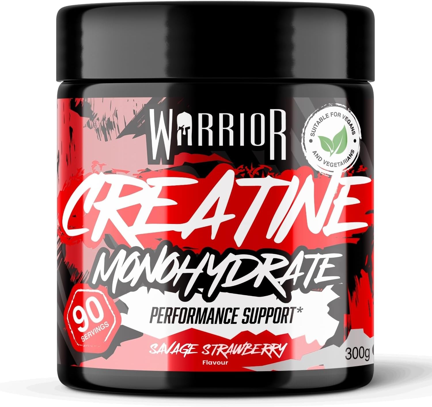 Creatine Monohydrate Powder 300g (90 Servings) – Pure Micronised Creatine Powder Supplement for Men & Women, Pre & Post Workout Strength, Muscle Growth & Recovery, Vegan – Savage Strawberry