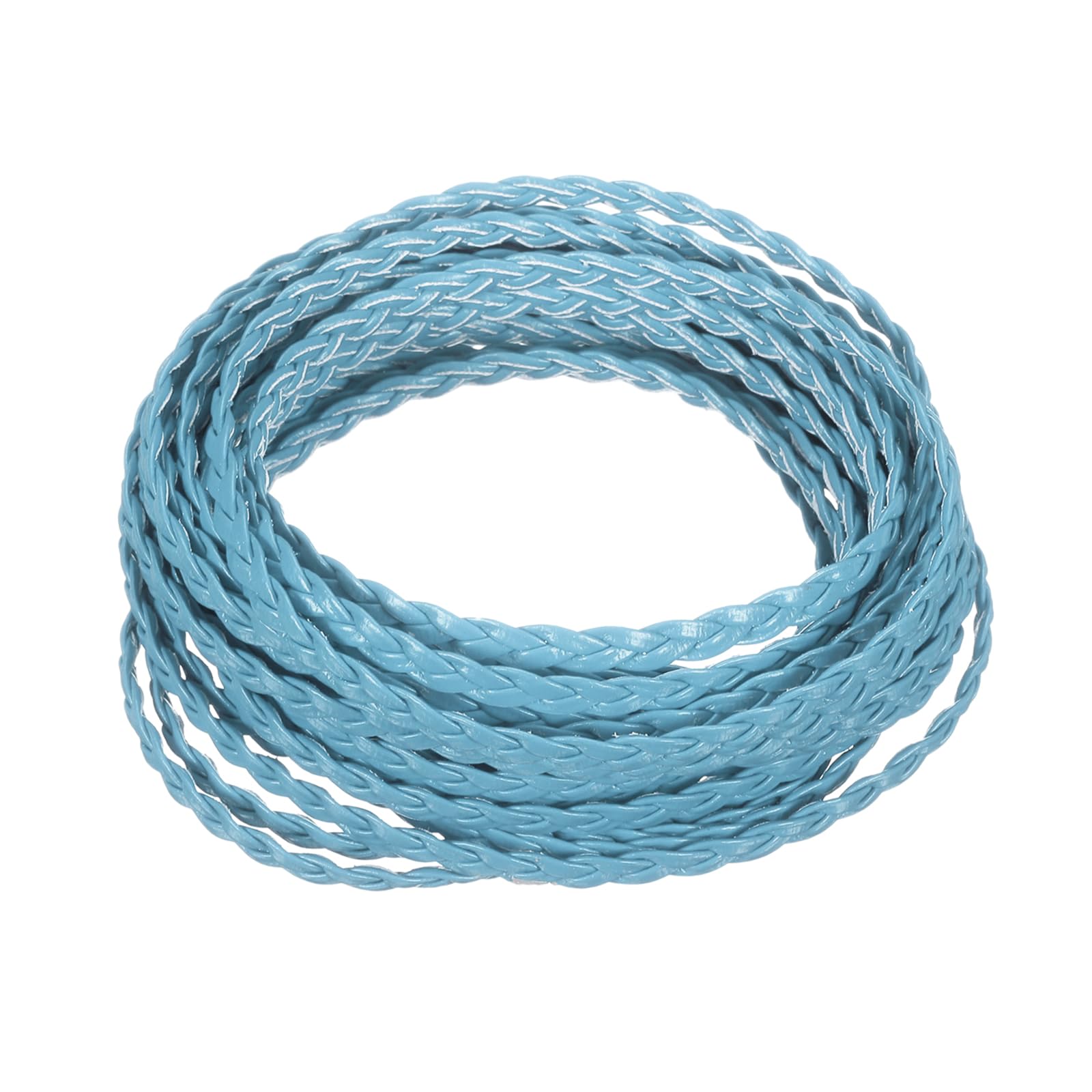 sourcing map Flat Braided Leather Cord, 5.5 Yards 5mm Faux Leather String, 3-Ply Crafts Braiding Straps for Jewelry Making Necklaces Purse Belt DIY Projects, Sky Blue